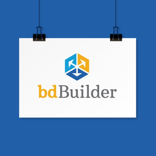 bdBuilder logo on a hanging white piece of paper.